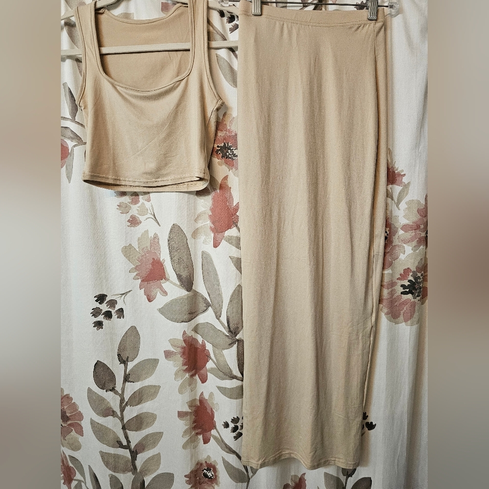 Elleven Casual and Posh Beige Two-Piece Outfit